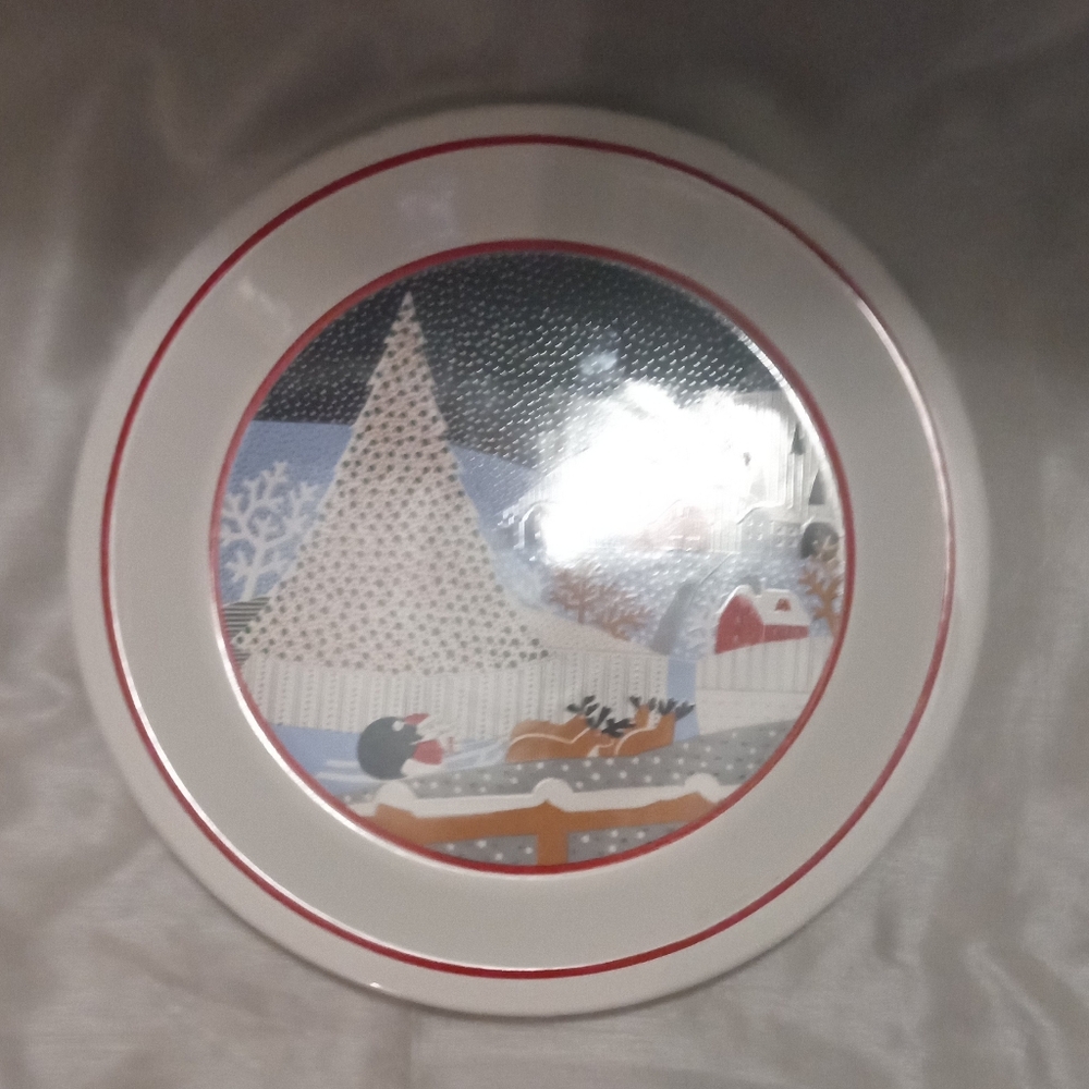 Festive Holiday Decor Plate with Winter Scene